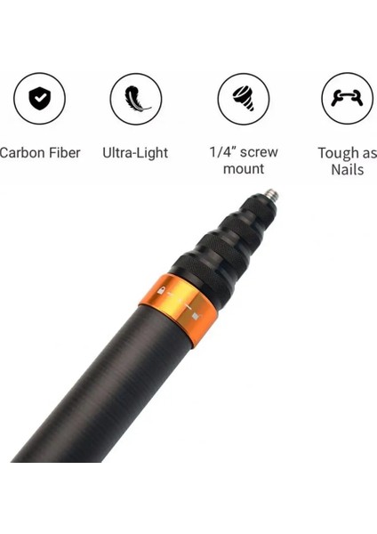 Altın Uygun Sabit Bağlantı Karbon Fiber Aksiyon Kamerası Canlı Yayın 2.9 Metre Uzatma Direği Seyahat Aksesuarı (Yurt Dışından) indirimleri