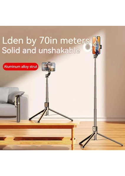 Doldurma Işığı Yok 4'ü 1 Arada Kablosuz Bluetooth Selfie Çubuğu 1800MM Çift Doldurma Işığı ile Gopro Aksiyon Kameraları Için Katlanabilir Tripod Monopod Akıllı Telefon (Yurt Dışından) modelleri