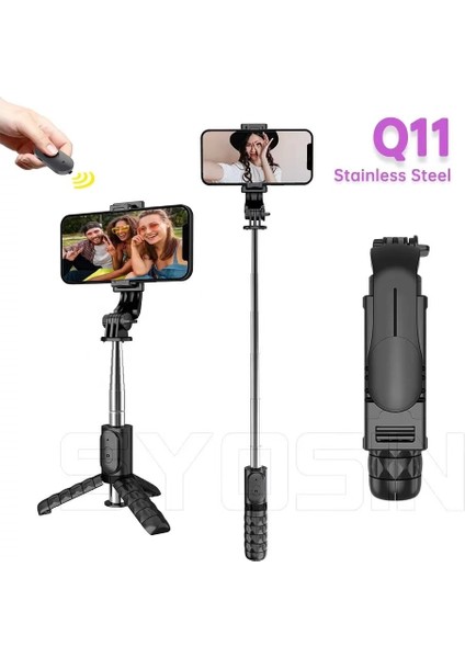 BLACK-Q10 Yeni Mini Cep Telefonu Bluetooth Uzaktan Kumandalı Selfie Çubuğu Çok Fonksiyonlu Hepsi Bir Arada Canlı Yayın Standı (Yurt Dışından) modelleri