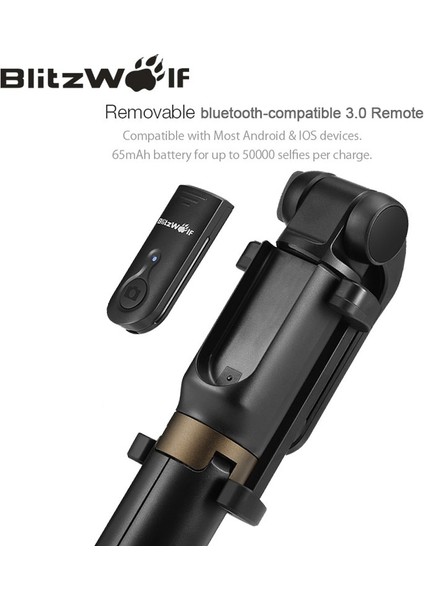 Bs3 Beyaz Blitzwolf Bw-Bs3 Bluetooth Uyumlu Özçekim Çubuğu Tripod Uzaktan Kumanda Esnek Özçekim Çubuğu Sabitleyici iphone Için Xiaomi (Yurt Dışından)