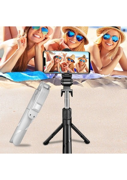 B Bluetooth Selfie Çubuğu 360 Derece Mini Tripod Uzatılabilir Monopod Ios Android Telefon Kamera Için Dolgu Işığı ile Uzaktan Deklanşör (Yurt Dışından)