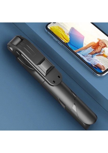B Bluetooth Selfie Çubuğu 360 Derece Mini Tripod Uzatılabilir Monopod Ios Android Telefon Kamera Için Dolgu Işığı ile Uzaktan Deklanşör (Yurt Dışından)