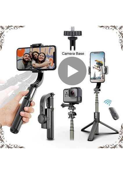 Stil A Beyaz LED Gimbal Sabitleyici iPhone Android Cep Cep Telefonu Cep Telefonu Akıllı Telefon Eylem Kamera Kolu Kavrama Selfie Çubuğu Video Tripod (Yurt Dışından)