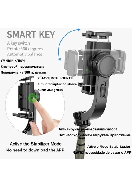 Stil A Beyaz LED Gimbal Sabitleyici iPhone Android Cep Cep Telefonu Cep Telefonu Akıllı Telefon Eylem Kamera Kolu Kavrama Selfie Çubuğu Video Tripod (Yurt Dışından)