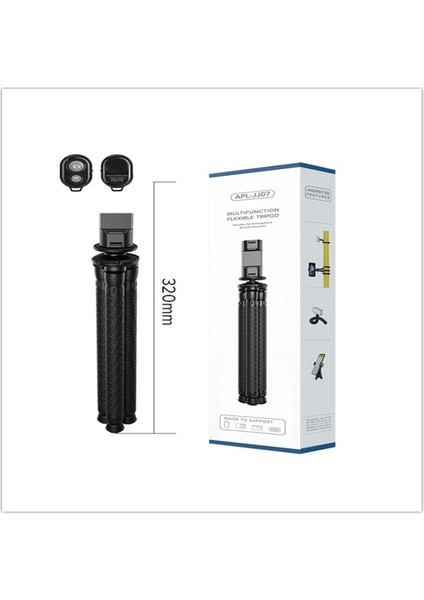 Siyah Apexel 2 In 1 Ahtapot Esnek Tripod + Selfie Çubuğu Açık Taşınabilir Tripod Uzaktan Kumandalı Telefon Dijital Dslr'ler Gopro Nikon Için (Yurt Dışından)