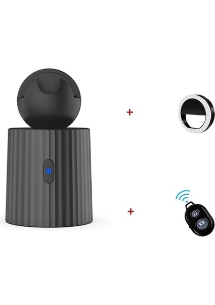 Siyah 3 Adet Şarj Edilebilir Akıllı Taşınabilir Selfie Çubuğu, 360° Döndürme Otomatik Yüz Nesne Takip Kamera Tripod Tutucu Akıllı Çekim Telefon Montajı (Yurt Dışından)