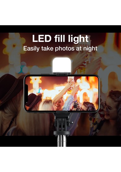 Siyah Taşınabilir Selfie Sopa Tripod Cep Telefonu Kamera Için El Monopod Braketi Dolgu Işığı ile Akıllı Telefon Gopro 8 7 Kamera (Yurt Dışından)