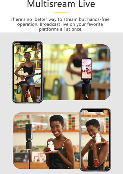 Siyah Şarj Edilebilir Akıllı Taşınabilir Selfie Çubuğu, 360° Döndürme Otomatik Yüz Nesne Takip Kamera Tripod Tutucu Akıllı Çekim Telefon Montajı (Yurt Dışından) modelleri