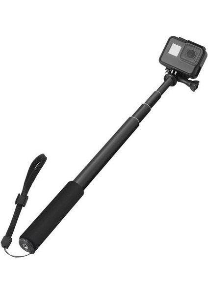 Siyah Taşınabilir Alüminyum Alaşımlı Teleskopik Eylem Kamera Selfie Sopa Monopod Kamera Selfie Sopa Go Pro Aksesuarları (Yurt Dışından)