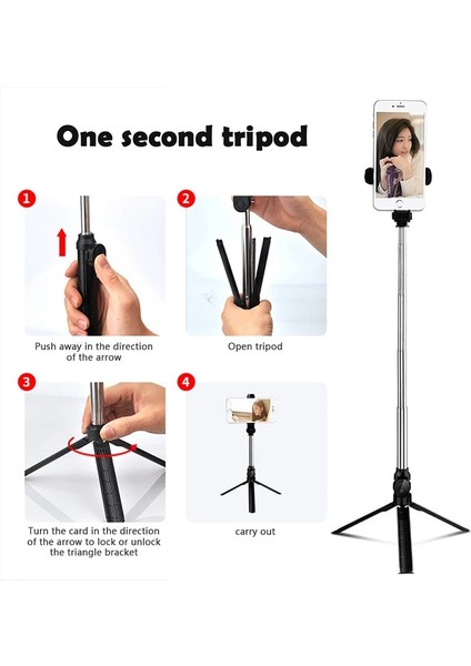 Siyah Selfie 3 In 1 Kablosuz Bluetooth Uyumlu Selfie Sopa Iphone Xs 11 Selfi Sopa Için Katlanabilir Monopod El Sopa (Yurt Dışından) fırsatları