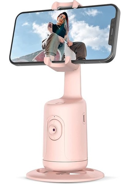 Pembe Selfie Çubuğu Otomatik Yüz Takip Gimbal Cep Telefonu Selfie Çubuğu 360° Döndürme Tripod Cep Akıllı Telefon Için Telefon Sabitleyici (Yurt Dışından)
