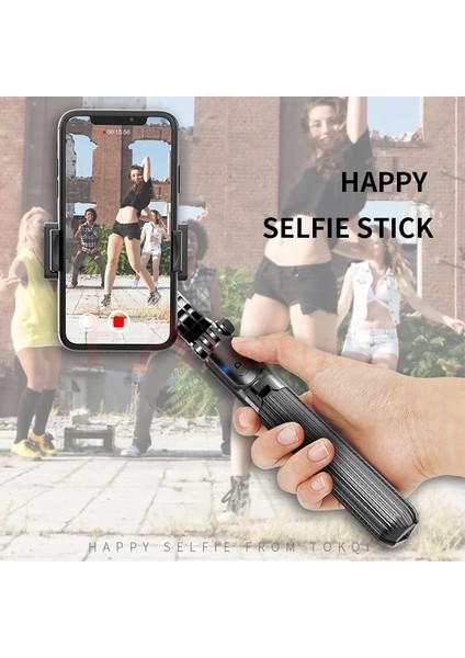 Siyah Fangtuosı Bluetooth El Gimbal Sabitleyici Cep Telefonu Selfie Sopa Tutucu Ayarlanabilir Selfie Standı Iphone/huawei (Yurt Dışından) modelleri