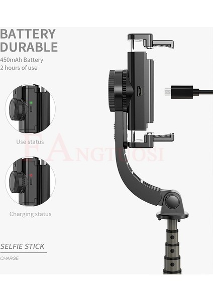 Siyah Fangtuosı Bluetooth El Gimbal Sabitleyici Cep Telefonu Selfie Sopa Tutucu Ayarlanabilir Selfie Standı Iphone/huawei (Yurt Dışından) fırsatları