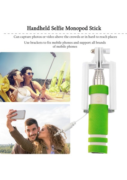 Telefon Tutucu Siyah 5 Renk Mini Uzatılabilir Kablolu Selfie Çubuğu Otoportre Çubuk Tutucu Monopod Palo Selfie Basstone iPhone Samsung Android Için (Yurt Dışından)