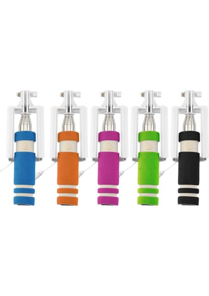 Telefon Tutucu Siyah 5 Renk Mini Uzatılabilir Kablolu Selfie Çubuğu Otoportre Çubuk Tutucu Monopod Palo Selfie Basstone iPhone Samsung Android Için (Yurt Dışından)