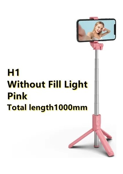 Pembe Işıksız Ultra Taşınabilir Tripod Telefon Uzaktan Kumandalı Bluetooth Selfie Çubuğu Huawei iPhone ve Android Için Katlanabilir Geri Çekilebilir (Yurt Dışından)