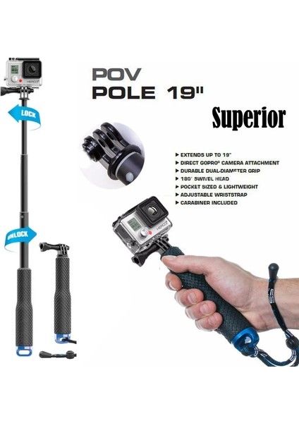 Mavi Selfie Sopa Go Pro Hero5 Hero7 Kendinden Yapışkanlı El Monopod Gopro Hero 8 Hero 4 Xiaomi Yi 4K Sjcam SJ4000 Spor Kamera (Yurt Dışından) modelleri