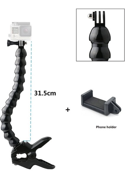L Model B Esnek Gooseneck Monopod Gopro Sjcam Kameralar Için Kelepçe ile Iphone Xiaomi Huawei Samsung Telefonlar Için Selfie Çubuk Montaj Tutucu (Yurt Dışından)