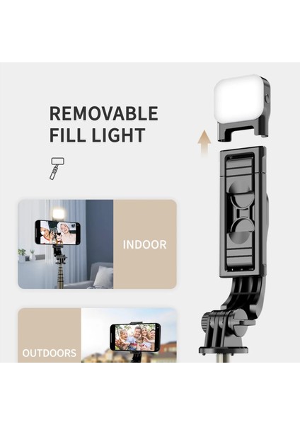 Stil A Işıksız Tripod Selfie Çubuğu ile Cep Telefonu Tutucu Standı LED Işık Halkası Lamba Bluetooth Teleskopik Kablosuz Akıllı Telefon Monopod (Yurt Dışından)