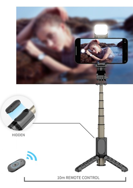 Stil A Işıksız Tripod Selfie Çubuğu ile Cep Telefonu Tutucu Standı LED Işık Halkası Lamba Bluetooth Teleskopik Kablosuz Akıllı Telefon Monopod (Yurt Dışından)