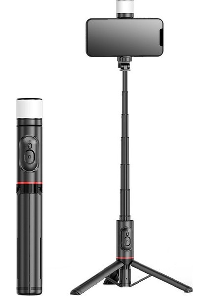 Q12S Siyah Dolgu Işık Durumu Selfie Yapma Aparatı Telefon Insta 360 Selfie Çubuğu Drążek Teleskopoowy Bezprzewodowy Kijek Selfie Yapma Orijinal (Yurt Dışından)