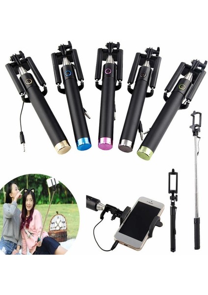 Gösterildiği Gibi 75CM Kablosuz Bluetooth Özçekim Çubuğu Tripod Uzaktan Kumandalı iPhone Huawei Samsung Android Cep Monopod Özçekim Çubuğu Deklanşör (Yurt Dışından)