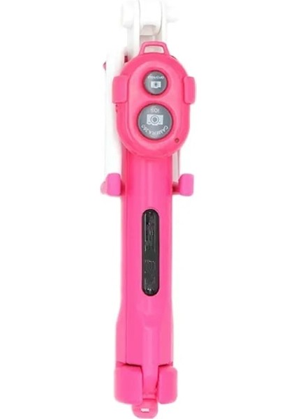 Kırmızı Evrensel Android/ıos Telefon Katlanır Uzatılabilir Çubuk Tripod + Klip Selfie Selfie Denetleyici Seti Uzaktan Otomatik Çubuk Tutucu + Bluetooth (Yurt Dışından)