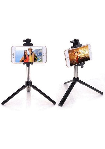 Kırmızı Evrensel Android/ıos Telefon Katlanır Uzatılabilir Çubuk Tripod + Klip Selfie Selfie Denetleyici Seti Uzaktan Otomatik Çubuk Tutucu + Bluetooth (Yurt Dışından)