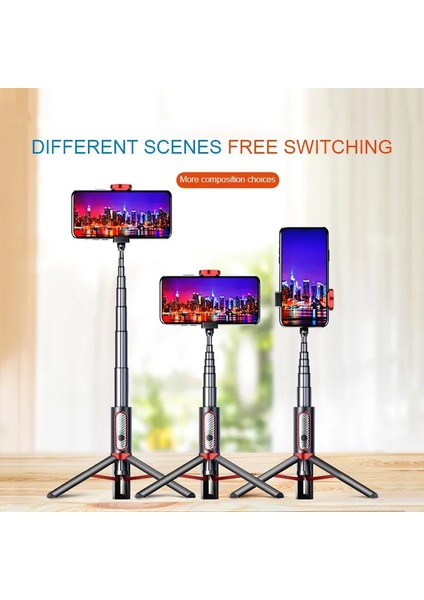 Siyah Bluetooth Uyumlu Selfie Çubuğu Tripod Kablosuz Selfie Çubuğu Monopod Ios iPhone Xiaomi Huawei Android Için Uzaktan Kumanda ile (Yurt Dışından)