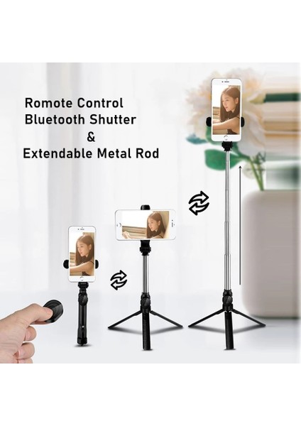 Beyaz Işık Yok Cep Telefonu Standı Tutucu Selfie Sopa iPhone Android Için Tripod ile Kutup Akıllı Telefon Bluetooth Düğmesi Monopod LED Işık Kavrama (Yurt Dışından)