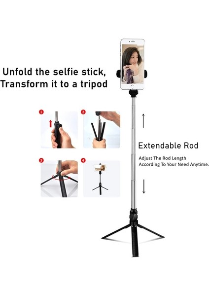 Beyaz Işık Yok Cep Telefonu Standı Tutucu Selfie Sopa iPhone Android Için Tripod ile Kutup Akıllı Telefon Bluetooth Düğmesi Monopod LED Işık Kavrama (Yurt Dışından)