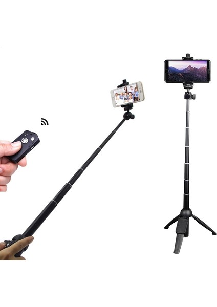 Siyah 3'ü 1 Arada Çok Fonksiyonlu Kablosuz Bluetooth Selfie Çubuğu Mini Monopod Tripod, Cep Telefonları Için Montaj Tutuculu Gopro Hero Kameralar (Yurt Dışından) fiyatları