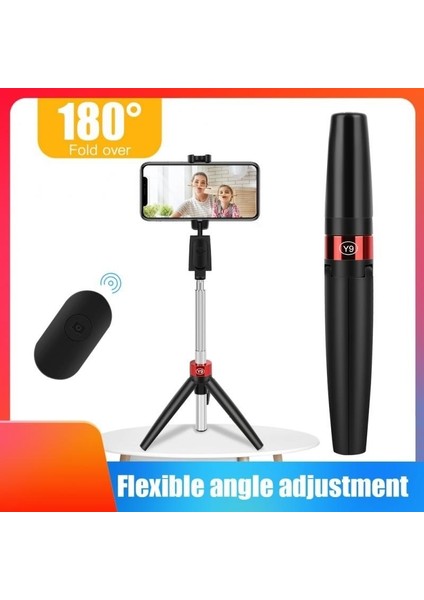 Y9 Siyah Selfie Çubuğu Tripod Bluetooth Uyumlu Cep Telefonu Tutucu Iphone/huawei Çekim Için Standı Görüntülü Arama Selfie Çubuğu Saklayabilir (Yurt Dışından)