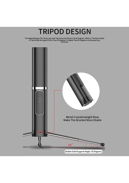 Siyah Pınzheng Kablosuz Bluetooth Selfie Sopa iPhone Katlanabilir Tripod Monopod Deklanşör Uzaktan Uzatılabilir Selfie Sopa Xiaomi (Yurt Dışından) fırsatları