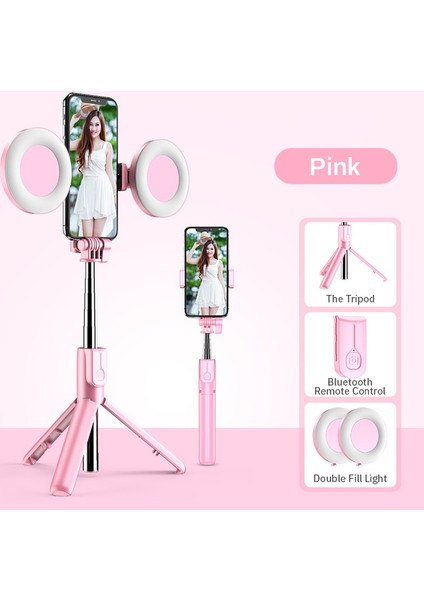 Altın Kablosuz Bluetooth Selfie Sopa LED Halka Işık ile Katlanabilir Tripod Monopod Telefon Canlı Tripod Iphone Android Telefon Için (Yurt Dışından)