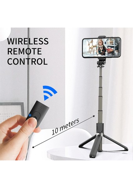 Siyah Roreta 2023 Yenı Katlanabilir Kablosuz Bluetooth Selfie Sopa Monopod Bluetooth Deklanşör ile Alüminyum Alaşım Tripod iphone Huawei Için (Yurt Dışından) modelleri