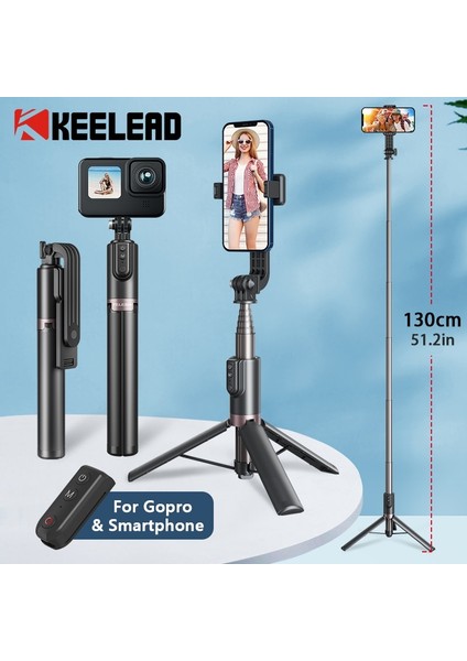 1.3m Selfie Çubuğu 1.3m Selfie Çubuğu Tripod, Gopro Hero Için Kablosuz Bluetooth Uzaktan Kumandalı 11 10 9 INSTA360 Smartphone Için Djı Eylem Kamera (Yurt Dışından) fiyatları