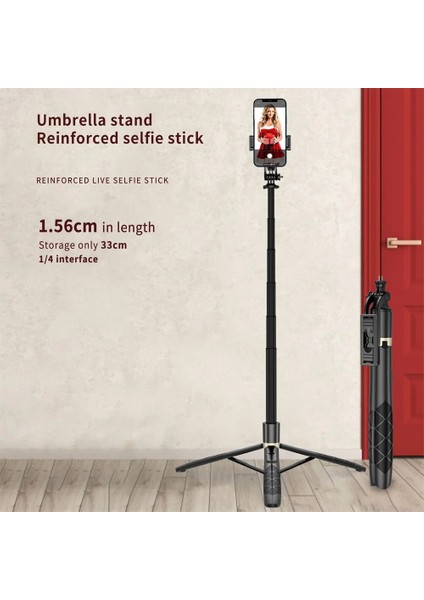 Siyah Çok Fonksiyonlu Katlanabilir Kablosuz Selfie Çubuğu Tripod Iphone Android Akıllı Telefon Için Standı Işık Dengesi Sabit Çekim Canlı (Yurt Dışından)