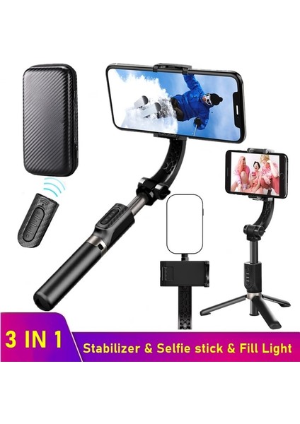 Hiçbir Halka Işık Tongdaytech 3ın1 El Gimbal Sabitleyici Iphone Samsung Xiaomi 360 Döndürme Selfie Sopa Tripod Akıllı Telefon Vedio Vlog (Yurt Dışından) fiyatları