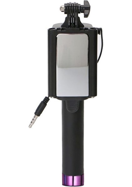 Gül Kırmızı Mini Selfie Çubuğu Taşınabilir Ayna ile Uzatılabilir Monopod Selfie Kutuplu El Tipi Kablolu Selfie Çubuğu iPhone Xiaomi Için Smartpho Için (Yurt Dışından)
