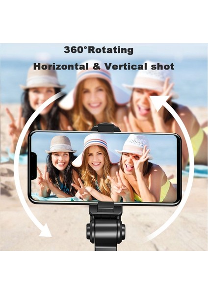 iPhone 12 Samsung Xiaomi Huawei Monopod Selfie Deklanşörü Için Siyah Evrensel Bluetooth Selfie Çubuğu Tripod (Yurt Dışından)
