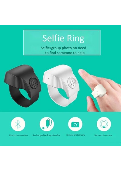 Beyaz Akıllı Taşınabilir Şarj Edilebilir Bluetooth 5.1 Selfie Halkası Kablosuz Uzaktan Kumanda Deklanşör Ayarlanabilir Çok Fonksiyonlu Giyilebilir Cihaz (Yurt Dışından) fiyatları