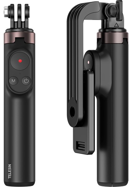 Siyah Telesın Bluetooth Selfie Çubuğu Gopro 10/9/max/ios/android W/uzaktan Kumanda Katlanabilir Tripod Manyetik Emme ile (Yurt Dışından)