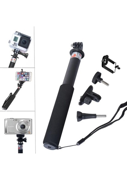 Kısa Tip Selfie Çubukları Kendinden El Uzatılabilir Kutup Monopod Çubuk + Telefon Tutucu Gopro Hero 8 9 10 Xiaomi Yi 4K Iı Sjcam SJ5000 (Yurt Dışından) modelleri