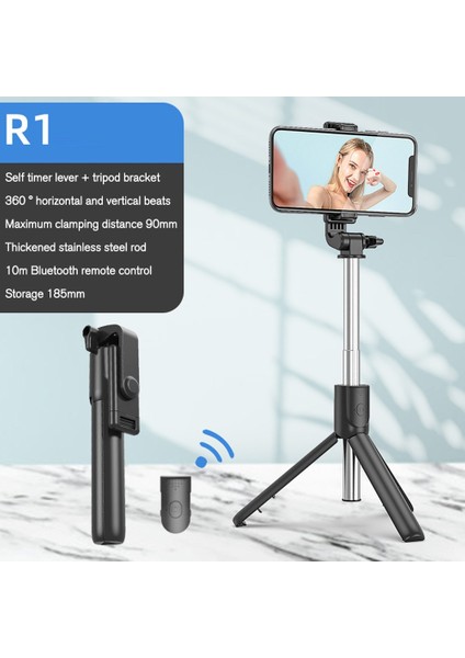 Yeşil R1 Selfie Çubuğu Mini Telefon Tripod Standı Bluetooth Uzaktan Deklanşör Uzatılabilir Akıllı Telefon Monopod Ayarlanabilir Katlanır Selfie Standı (Yurt Dışından)