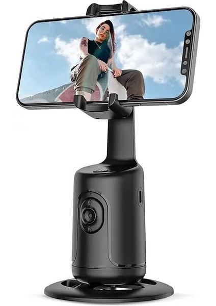 Siyah Selfie Çubuğu Otomatik Yüz Takip Gimbal Cep Telefonu Selfie Çubuğu 360° Döndürme Tripod Cep Akıllı Telefon Için Telefon Sabitleyici (Yurt Dışından)