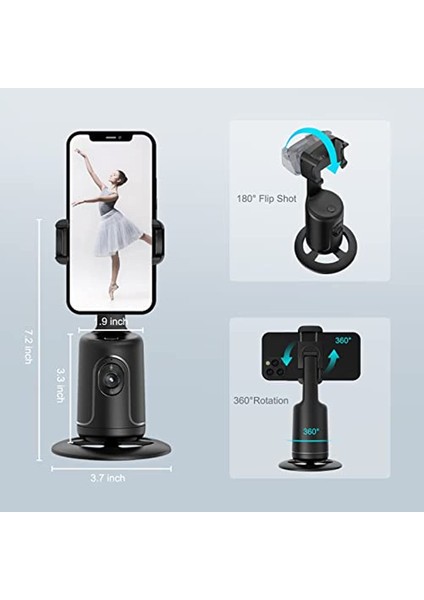 Siyah Selfie Çubuğu Otomatik Yüz Takip Gimbal Cep Telefonu Selfie Çubuğu 360° Döndürme Tripod Cep Akıllı Telefon Için Telefon Sabitleyici (Yurt Dışından) modelleri
