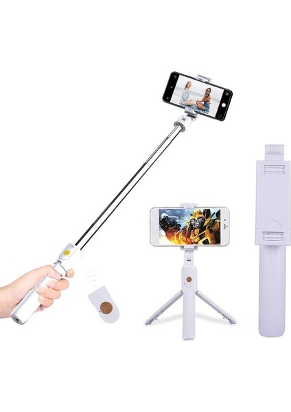 Beyaz 3in1 Mini Bluetooth 4.0 Selfie Sopa Uzatılabilir El Monopod Katlanabilir Tripod Deklanşör Uzaktan Kumanda ile iphone Xiaomi (Yurt Dışından)