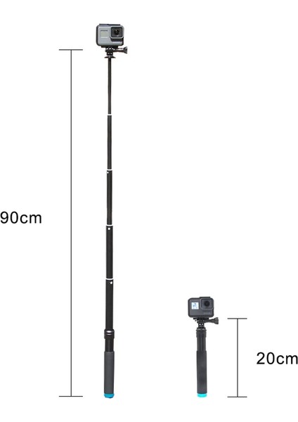 Siyah Alüminyum Alaşımlı Uzatılabilir Özçekim Çubuğu Kaymaz El Özçekim Çubuğu Gopro Hero Için 10 9 8 7 6 5 INSTA360 Osmo Eylem Sjcam (Yurt Dışından)