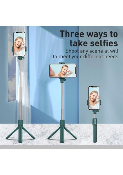 H1 Siyah 2022 Katlanabilir Cep Telefonu Tutucu Dolgu Işığı Kablosuz Bluetooth Uyumlu Selfie Çubuğu Android Canlı Yayın Için IPhone Için (Yurt Dışından) fiyatları